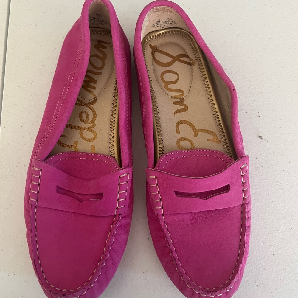 Sam Edelman Pink Flats Vibrant Suede Loafers